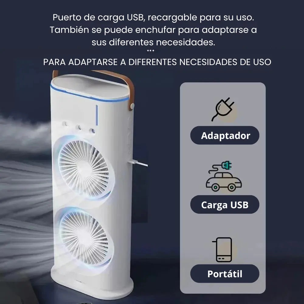 Mini Climatizador Ventilador Doble Giratorio