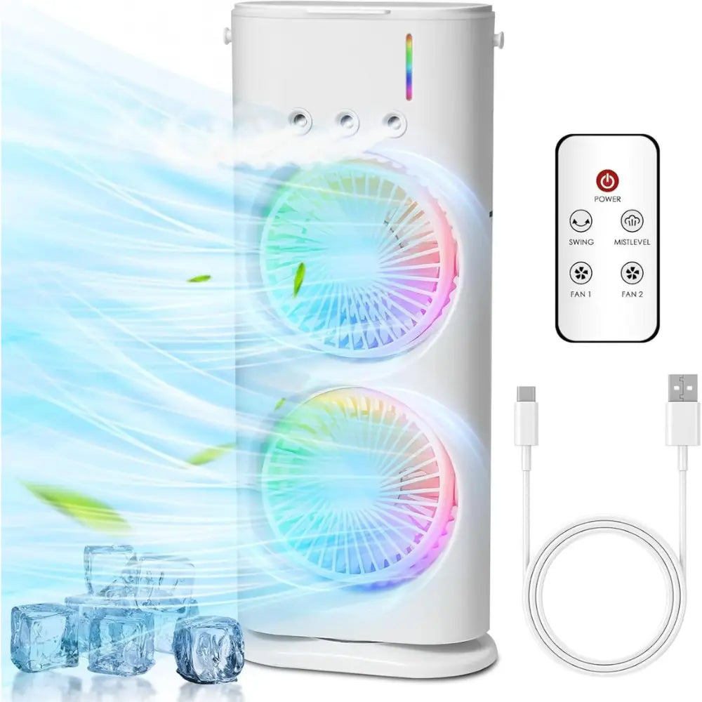 Mini Climatizador Ventilador Doble Giratorio - Megaproductos
