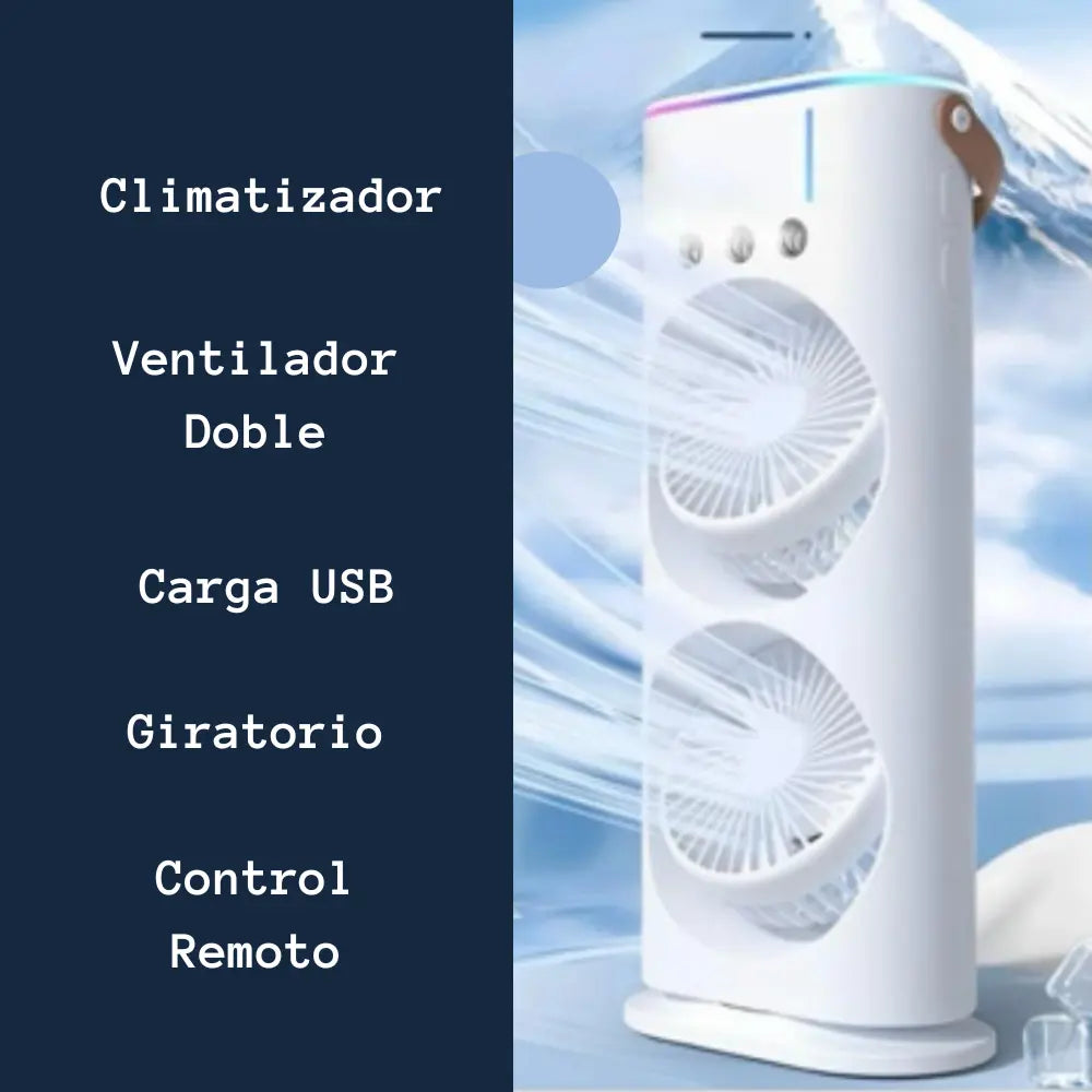 Mini Climatizador Ventilador Doble Giratorio