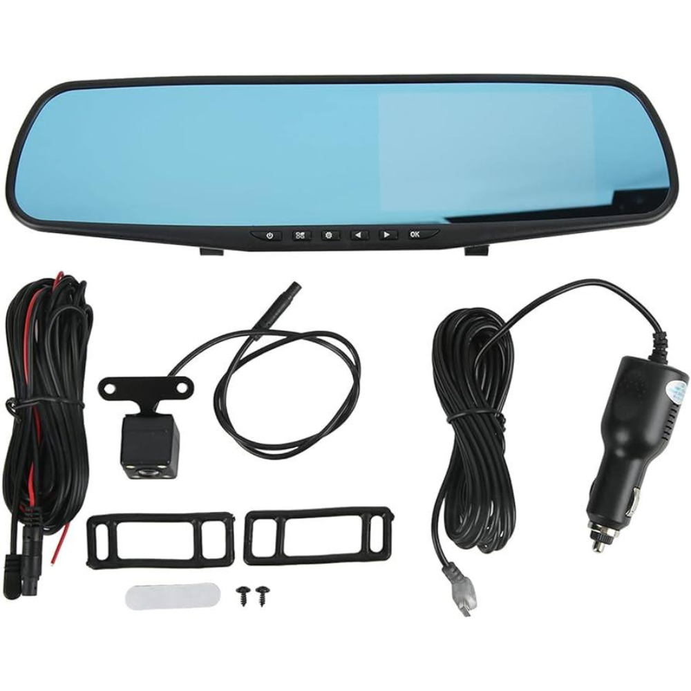 Kit Retrovisor Automotriz con Pantalla de 4" y Cámara de Reversa HD